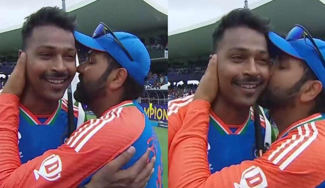 rohit sharma kisses hardik pandya