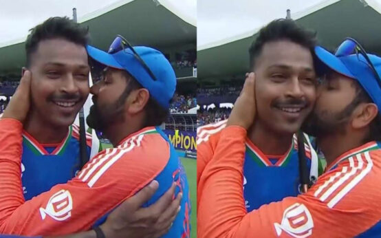 rohit sharma kisses hardik pandya