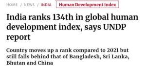 india HDI is behind bangladesh nepal