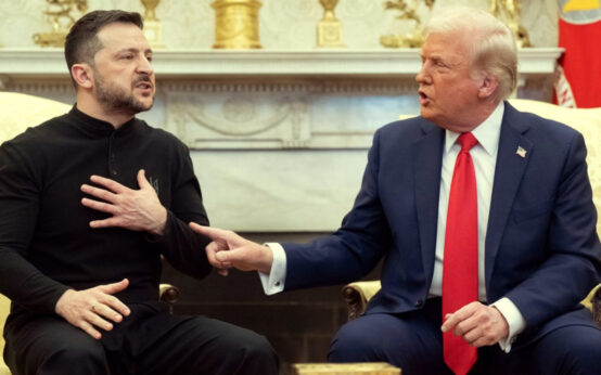 A tense moment inside the Oval Office as former U.S. President Donald Trump and Ukrainian President Volodymyr Zelenskyy engage in a heated discussion, with Vice President JD Vance watching closely. The meeting, meant to strengthen U.S.-Ukraine relations, takes an unexpected turn as tensions rise