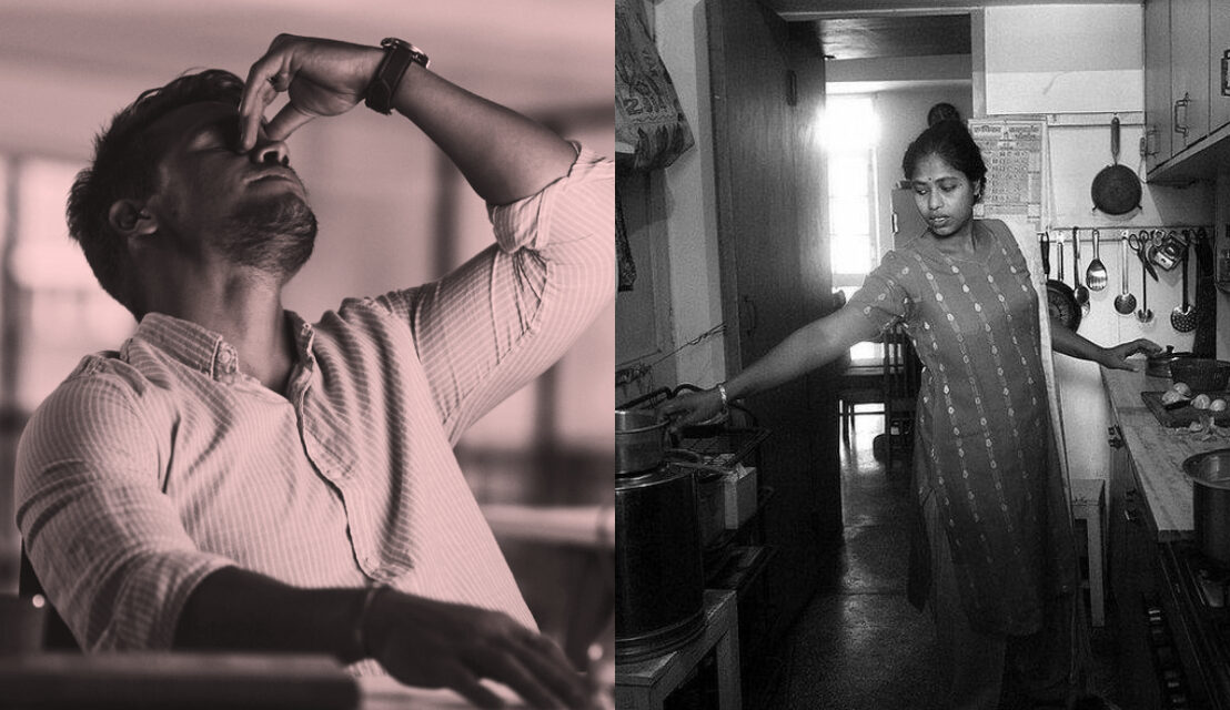 A stressed-out employee sitting at his desk, exhausted, surrounded by piles of paperwork, with a clock ticking behind him, symbolizing the endless cycle of work.