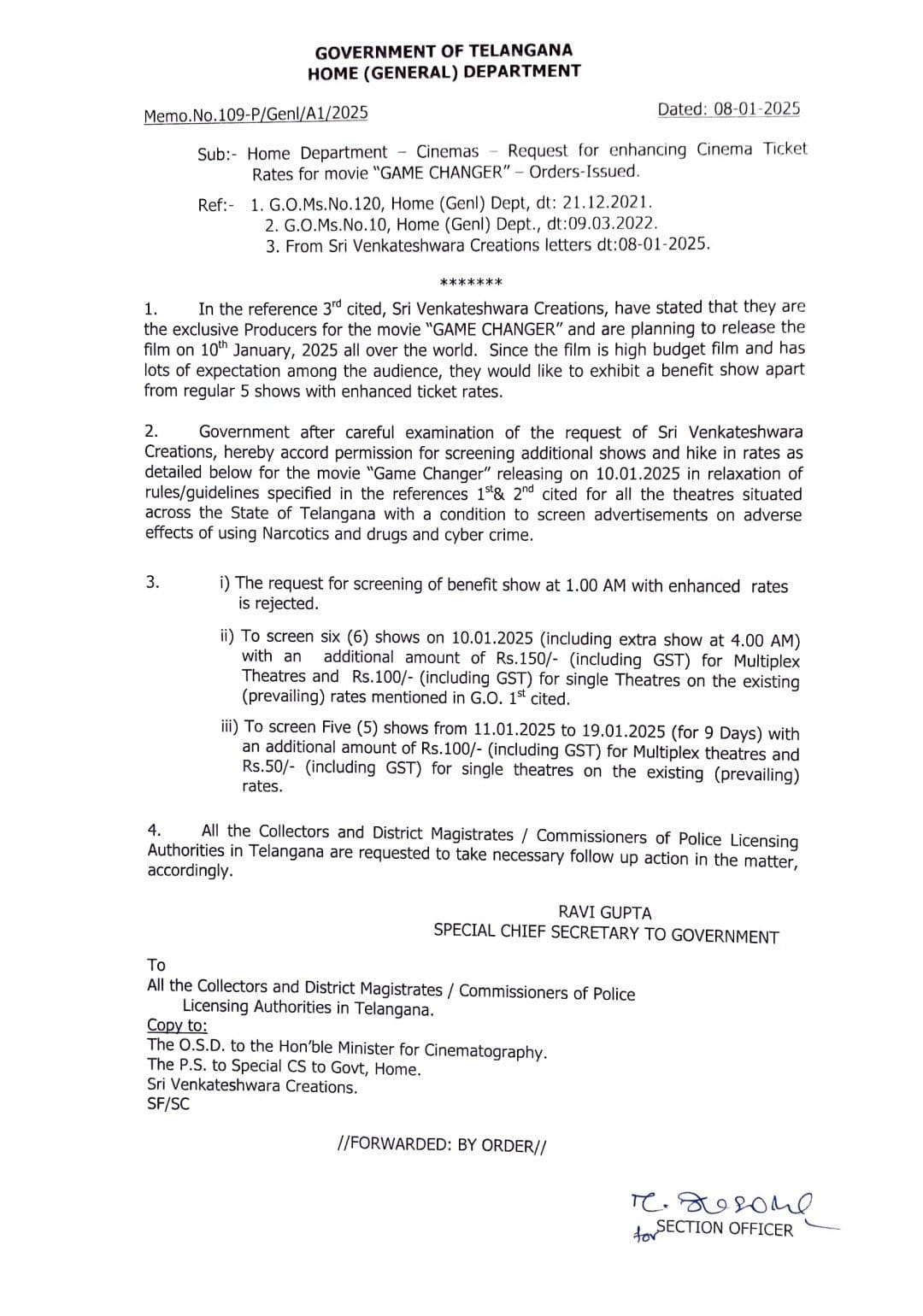 telangana cinema hike